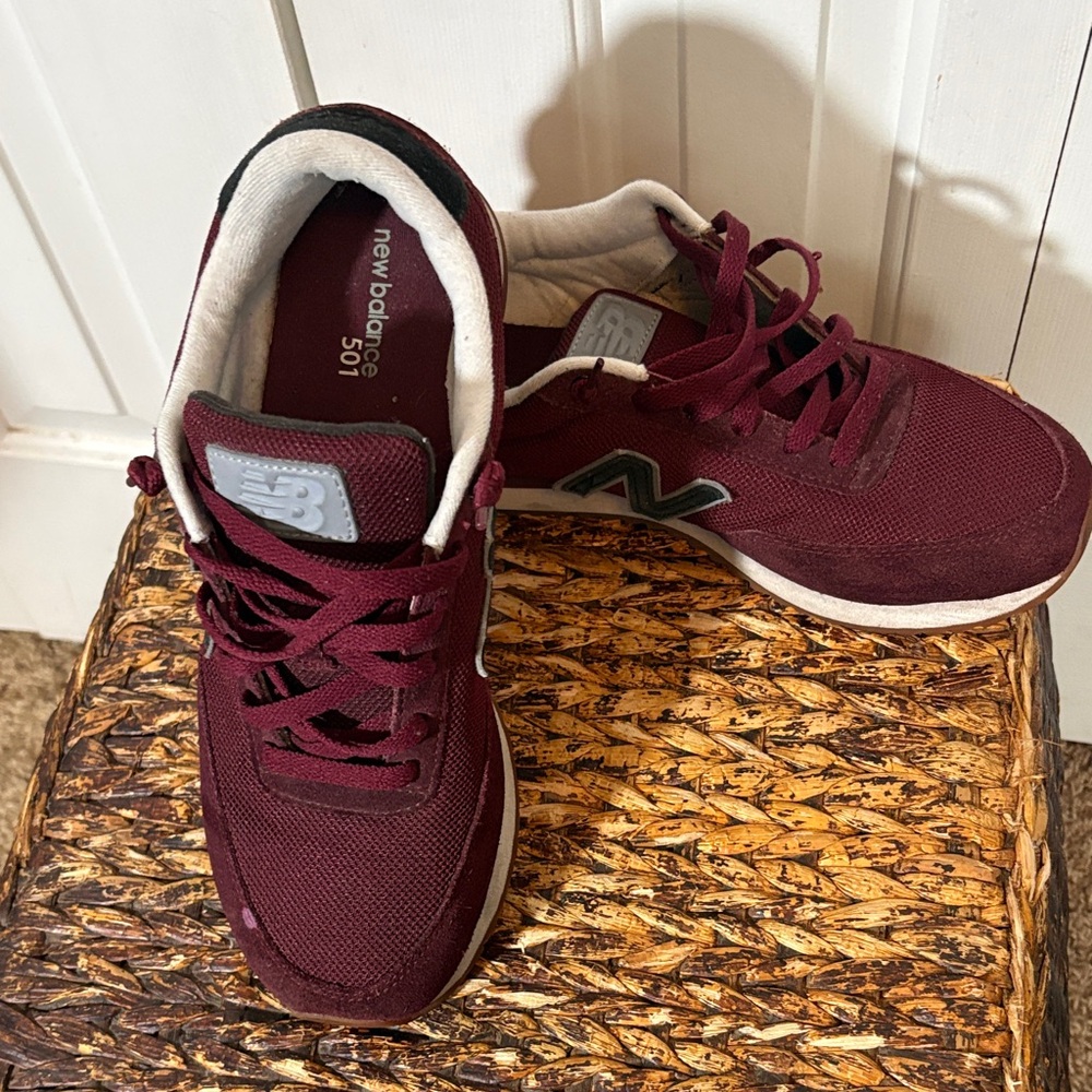 New Balance Burgundy Mesh Lace-Up Sneakers